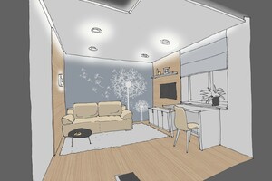 Заказать  онлайн персональный Блиц-дизайн-проект интерьеров квартиры или дома в г. Коростень  . Кабинет 11,8м2.